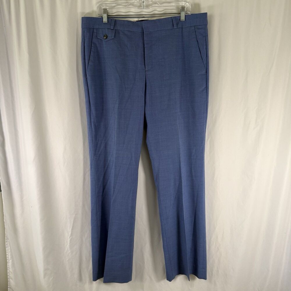 Banana Republic Logan Pants Women's 38x33 Blue Wool Blend Straight Leg Flat Fron